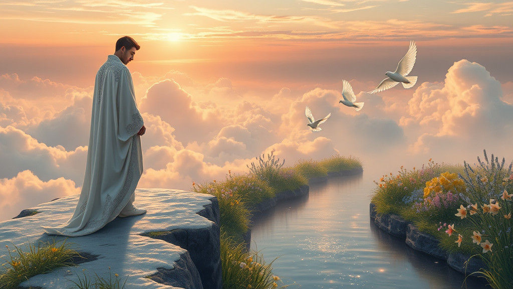 Celestial Watcher Observes Lakeside Serenity at Sunrise