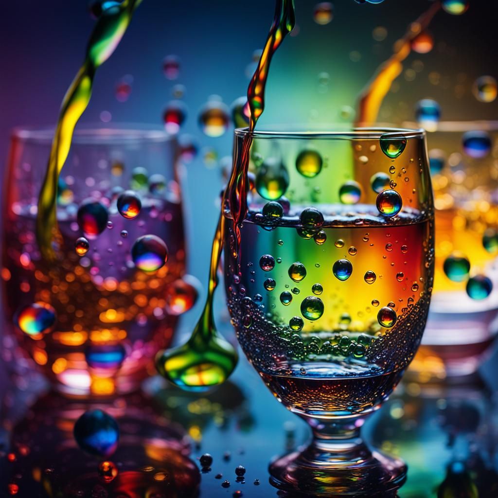 Rainbow Suspended in Glass: Hyper-Realistic Still Life