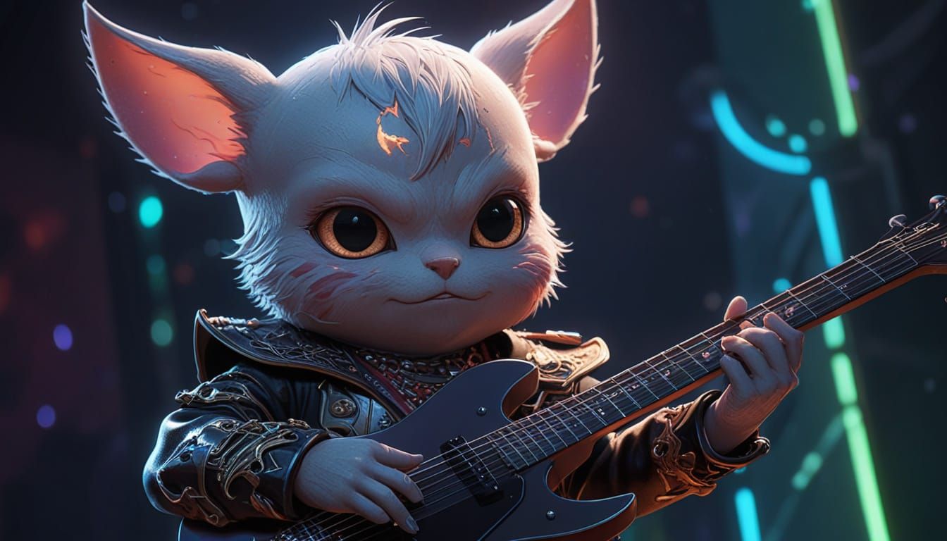 Metal Baby Guitar Concept Art in Anime Style