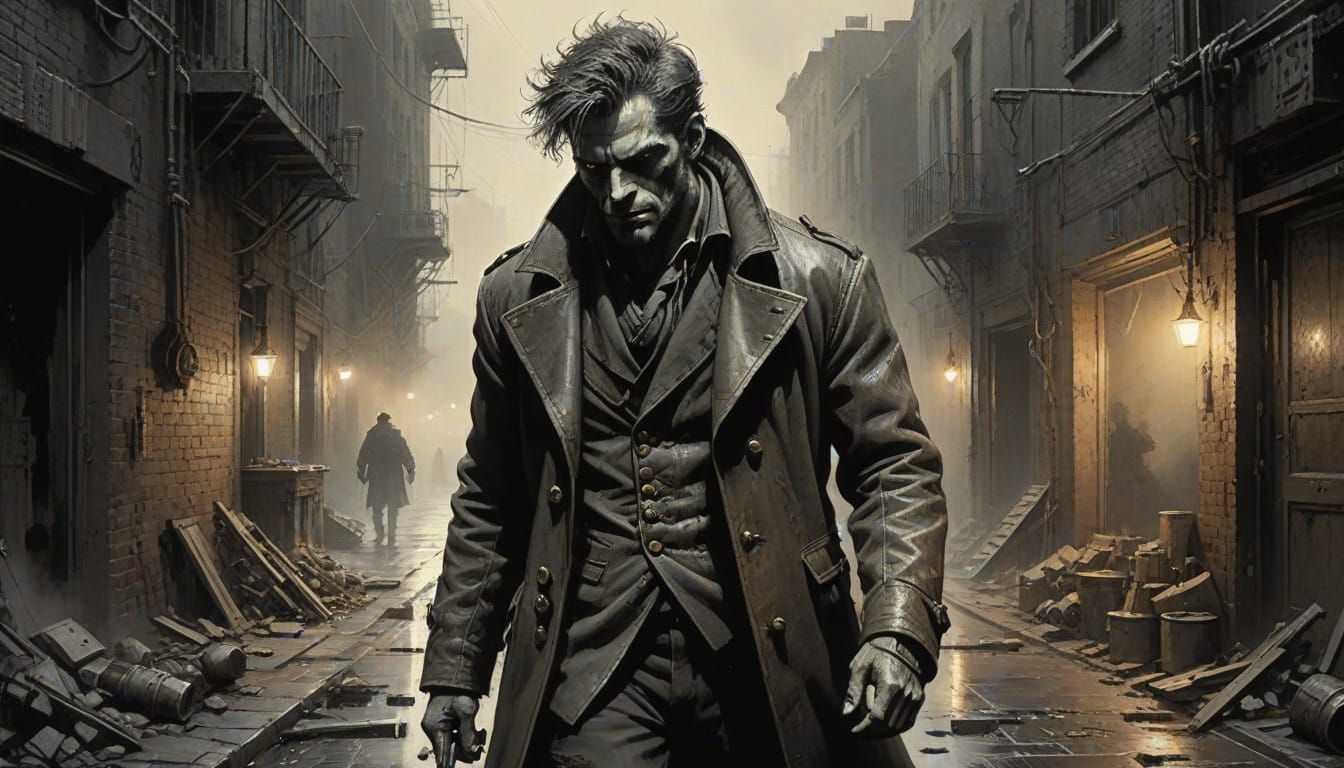 Gritty Scoundrel in Charcoal Realism