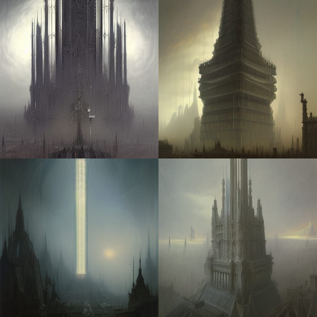 Futuristic Baroque-Style Multi-Band Antenna Array Diagram