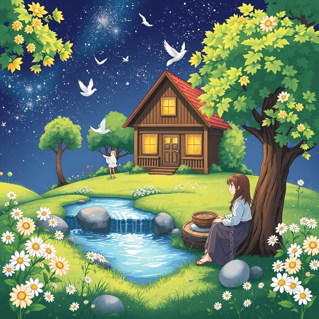 Surreal Harmony Village in Perfect Peaceful Harmony