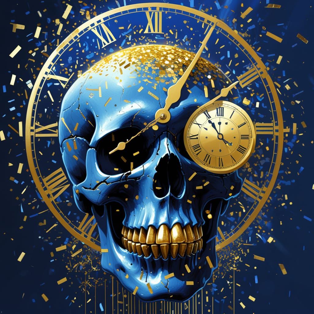 Skull Falls on New Year's Eve with Glowing Numerals