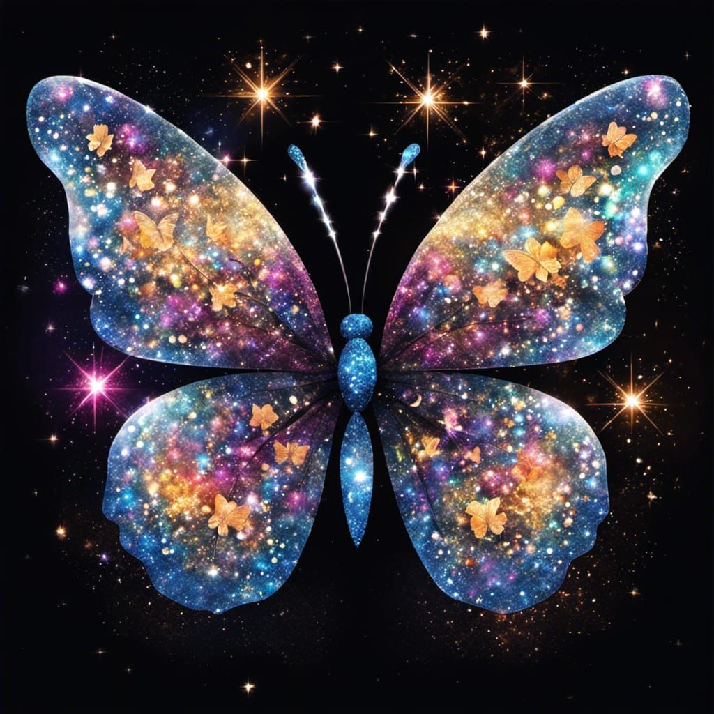 Glitter Butterfly in Starry Cosmos