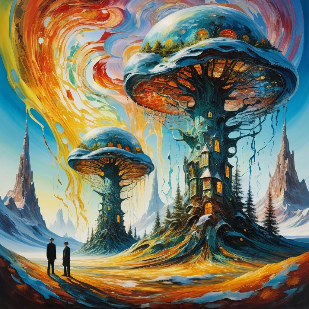 Surreal Dreamscape Portrait with Swirling Colors