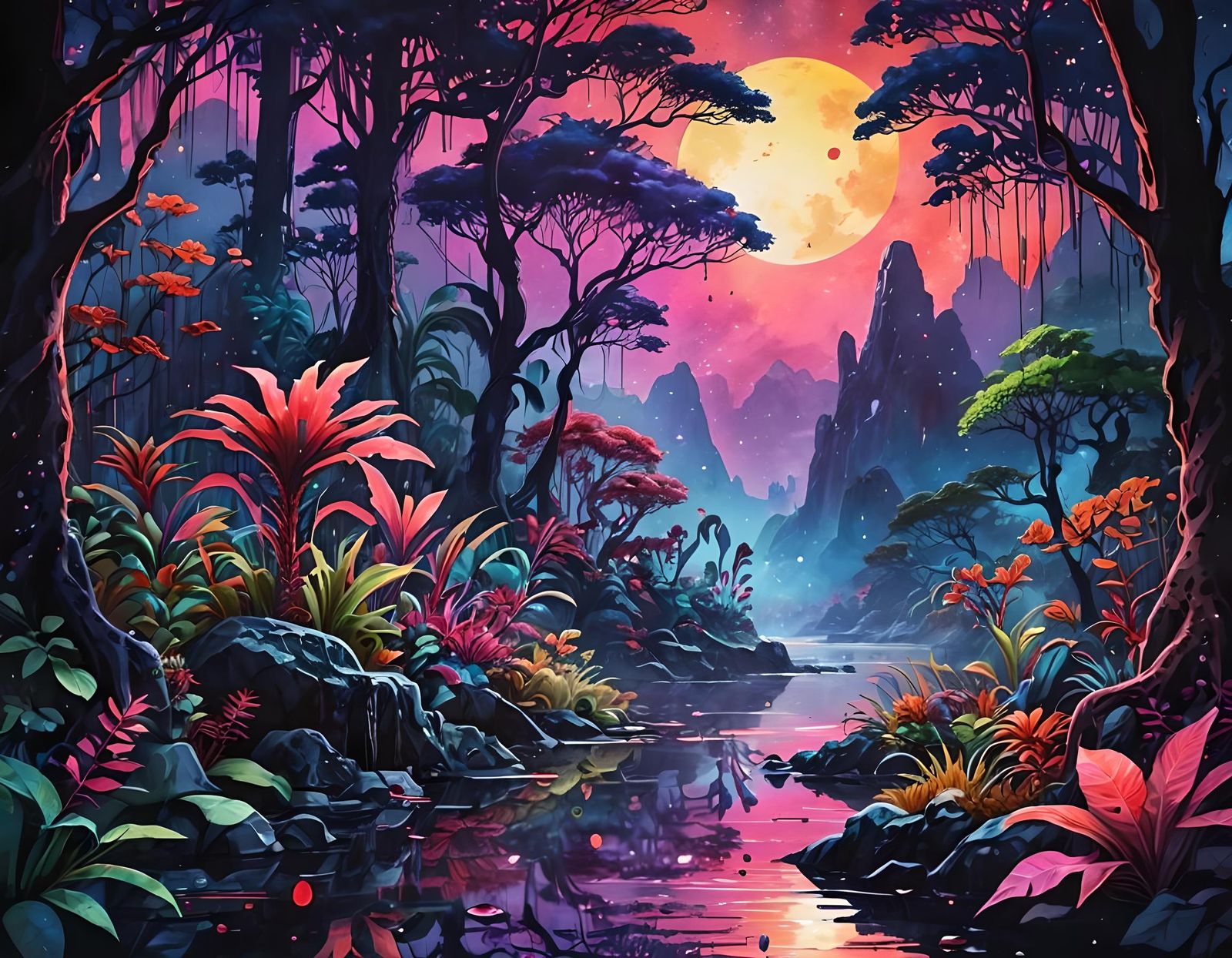 Neon Rainforest: Watercolour and Metallic Ink Fantasy
