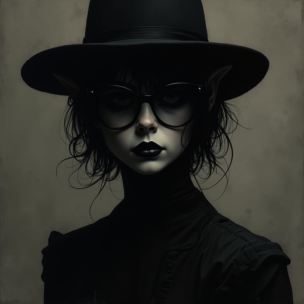 Mysterious Shadow Woman in Dark Fantasy Style