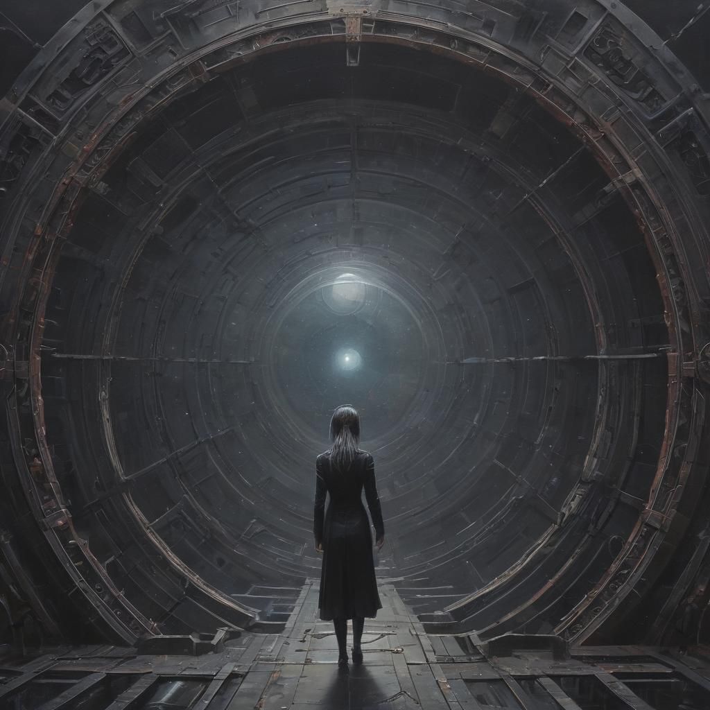 Dark Gothic Sci-Fi Painting in Surreal Style