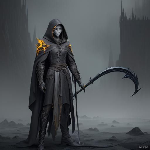 Fantasy Humanoid with Scythe Arm Digital Painting