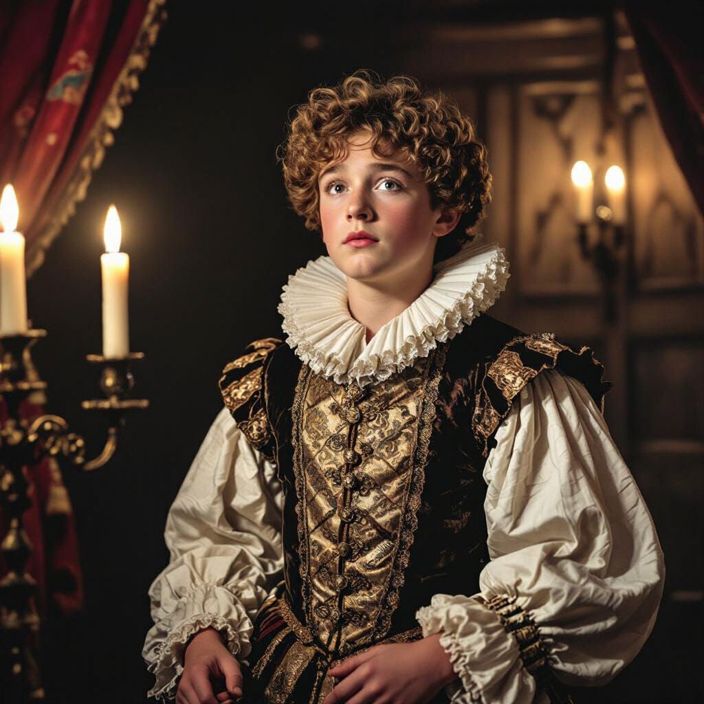 Actor Backstage at the Globe Theatre in Sepia Tone