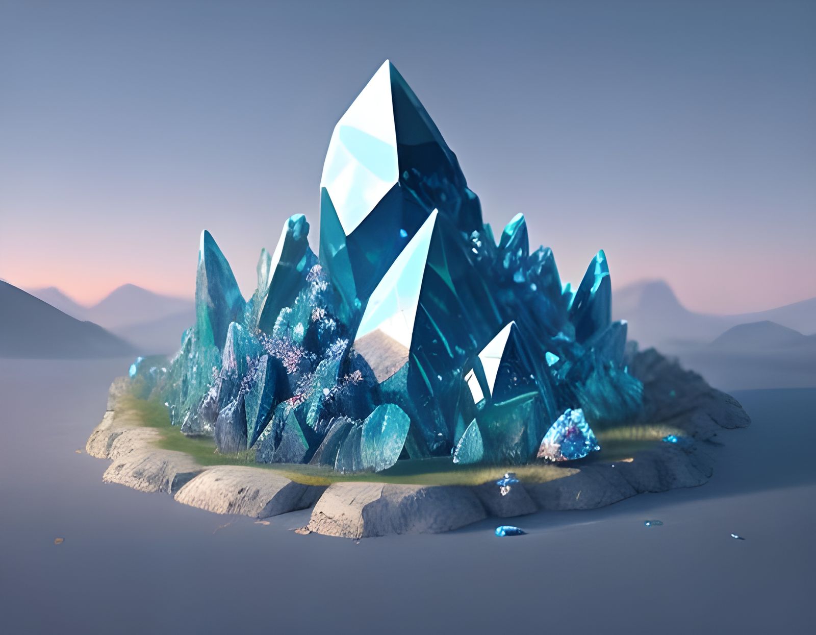 Crystal Cluster Alien Landscape with Geological Formations