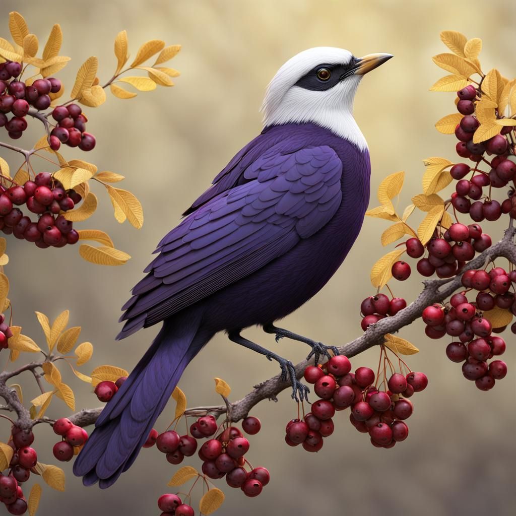 Hyperrealistic 3D Bird with Purple Plumage