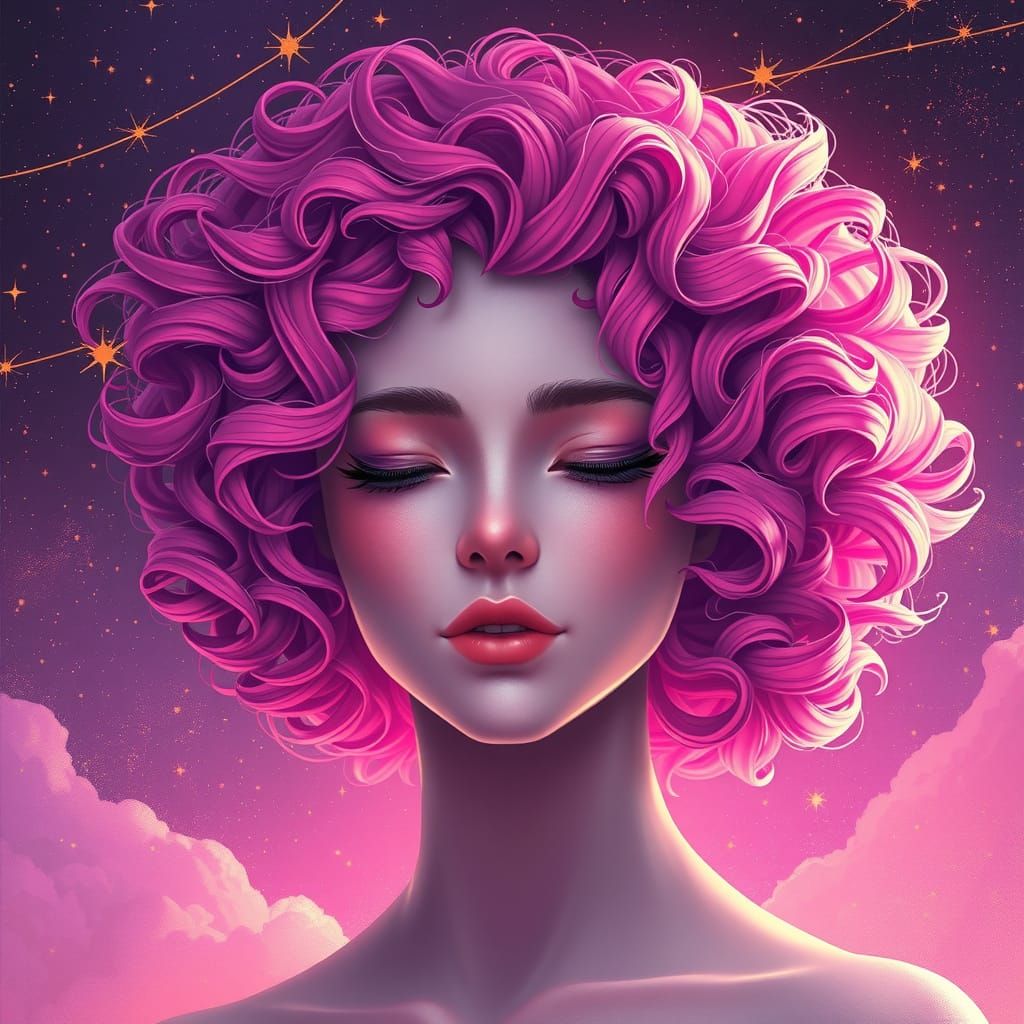Mystical Fantasy Goddess with Vibrant Pink Hair