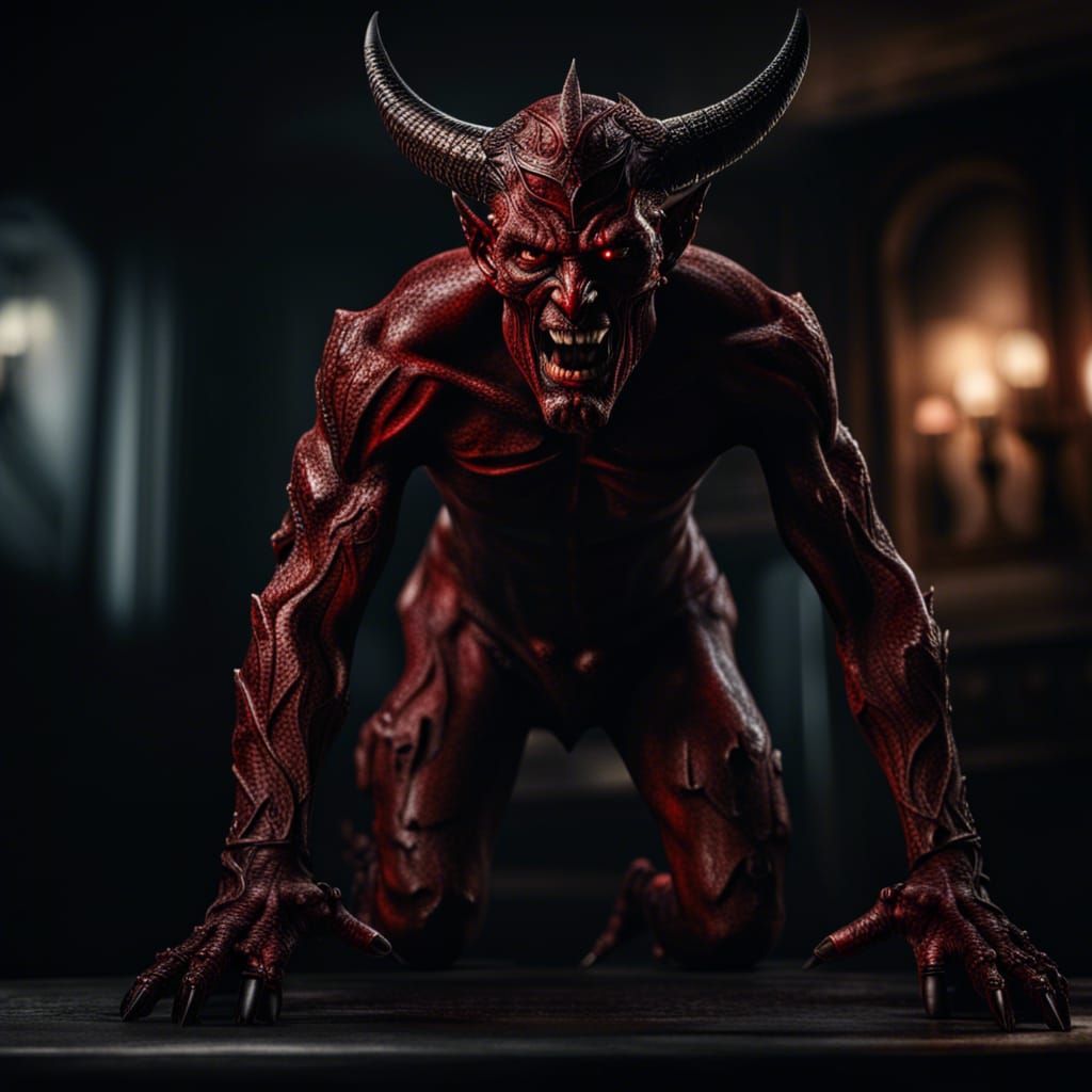 Hyperrealistic Devil Full Body Portrait in HDR
