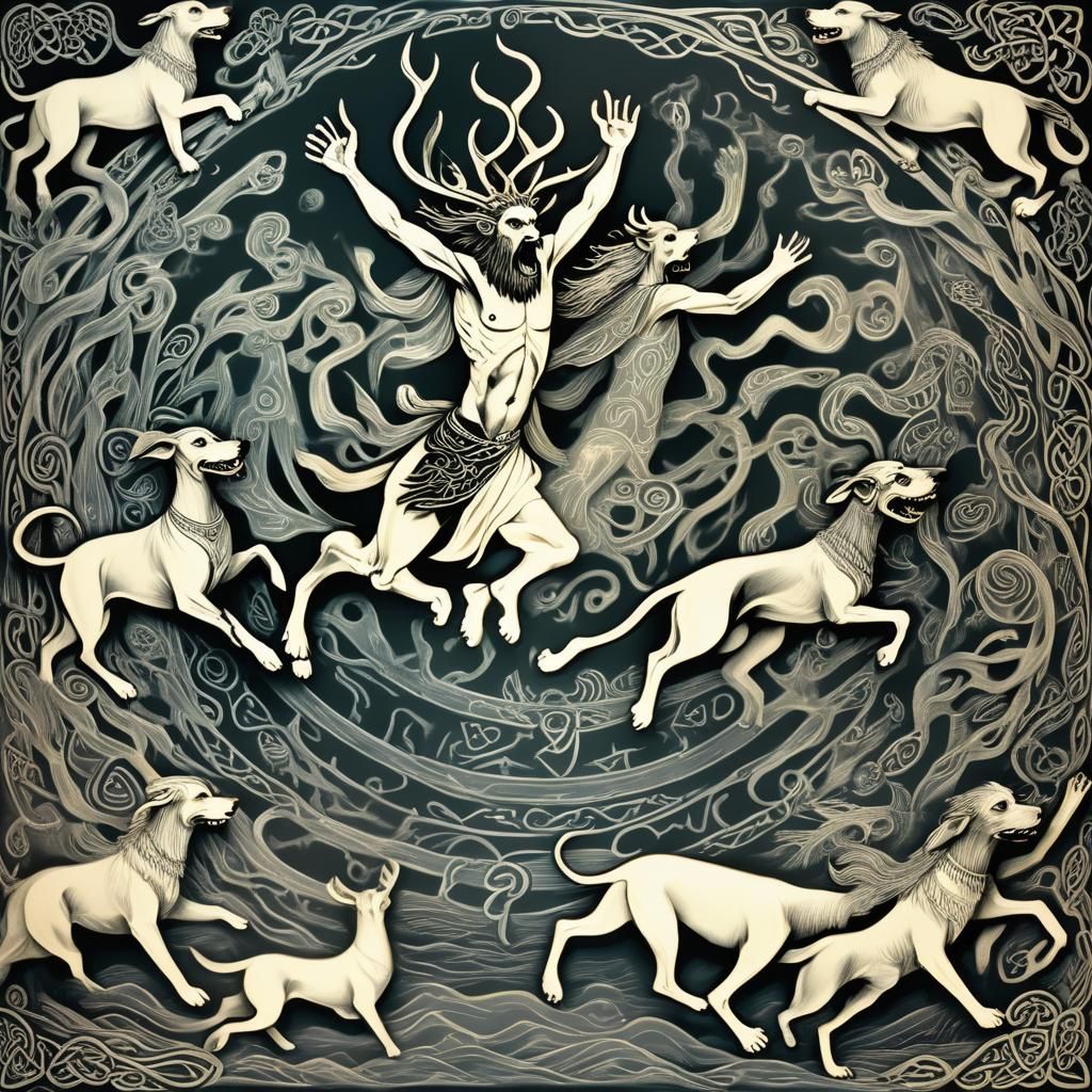 Cernunnos Hunts Souls with Hounds and Banshees