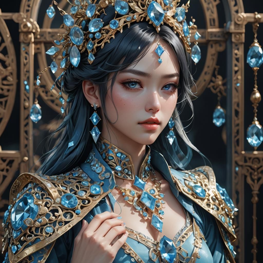 Gemstone Woman Portrait in Anime Style