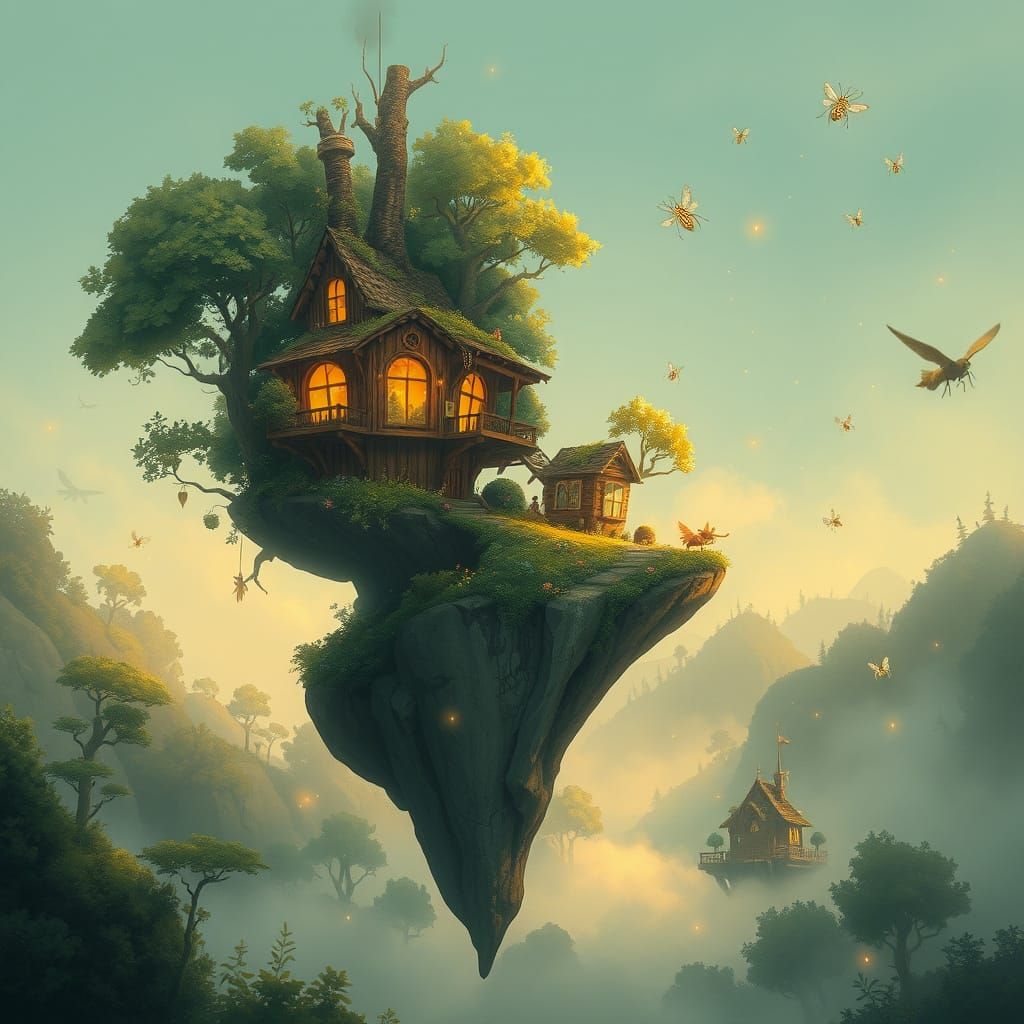 House on a floating rock