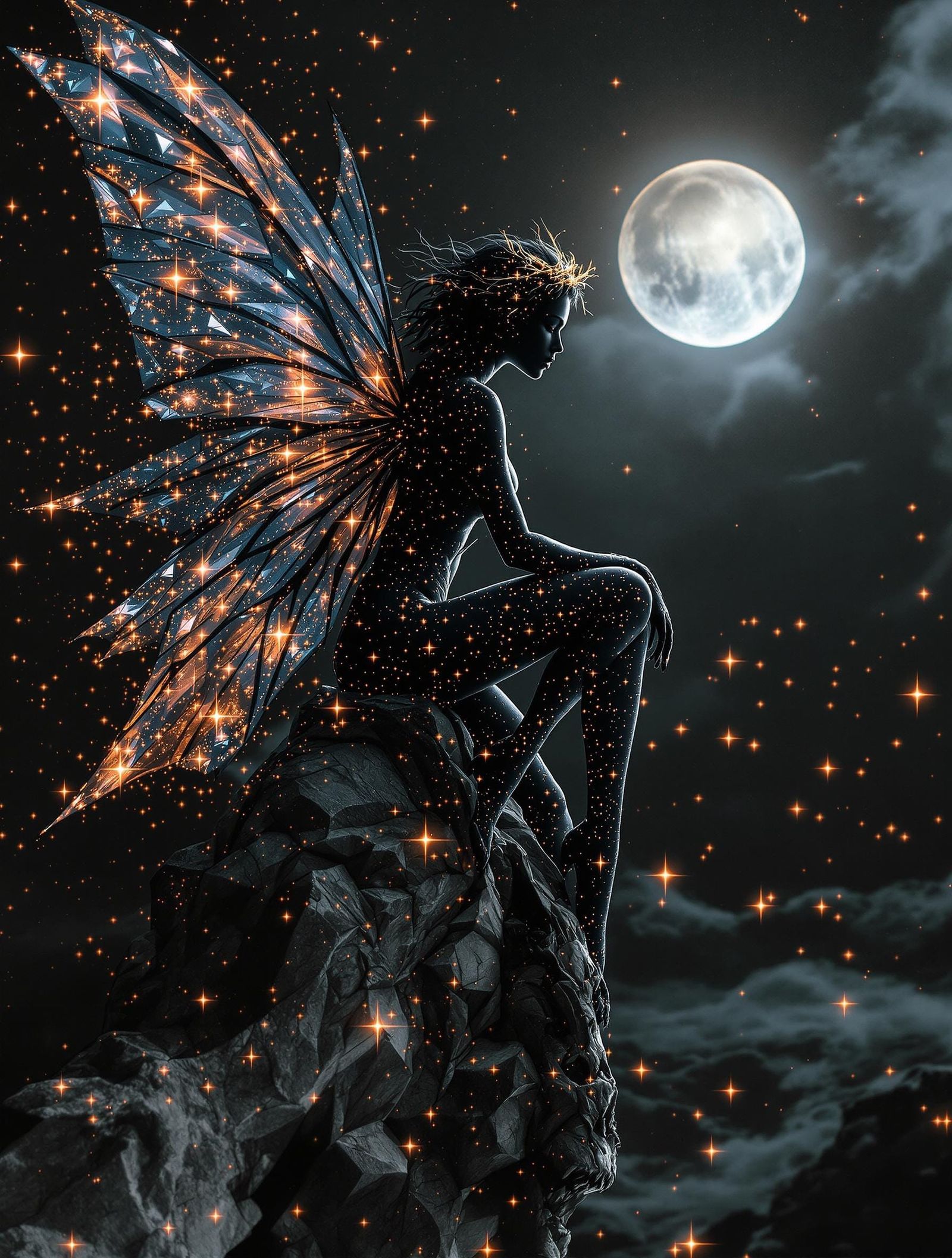 Fae of the Gilded Night in Vibrant Infrared Aesthetic