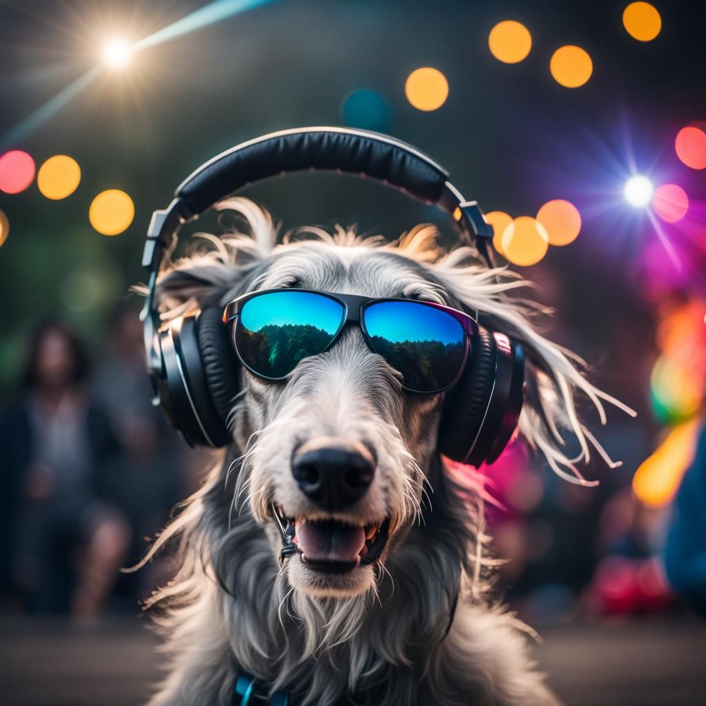 Deerhound DJ at Rave Party in Sharp Focus