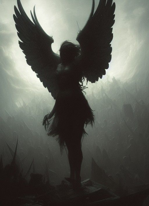Fallen Angel in Dark Fantasy Style