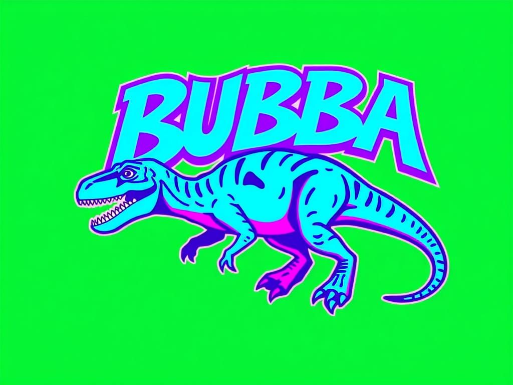 Synthwave Logo with Velociraptor in Neon Style