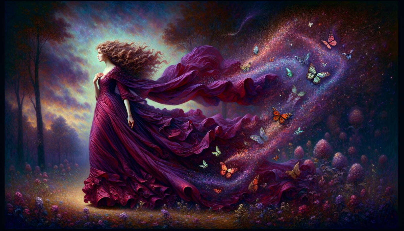 Mysterious Woman Kindles Nature Alive in Ethereal Landscape