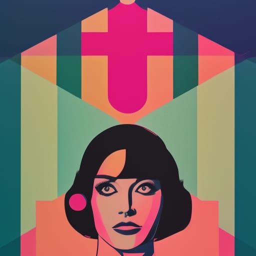 Pop Art Lady in Geometric Bauhaus Style