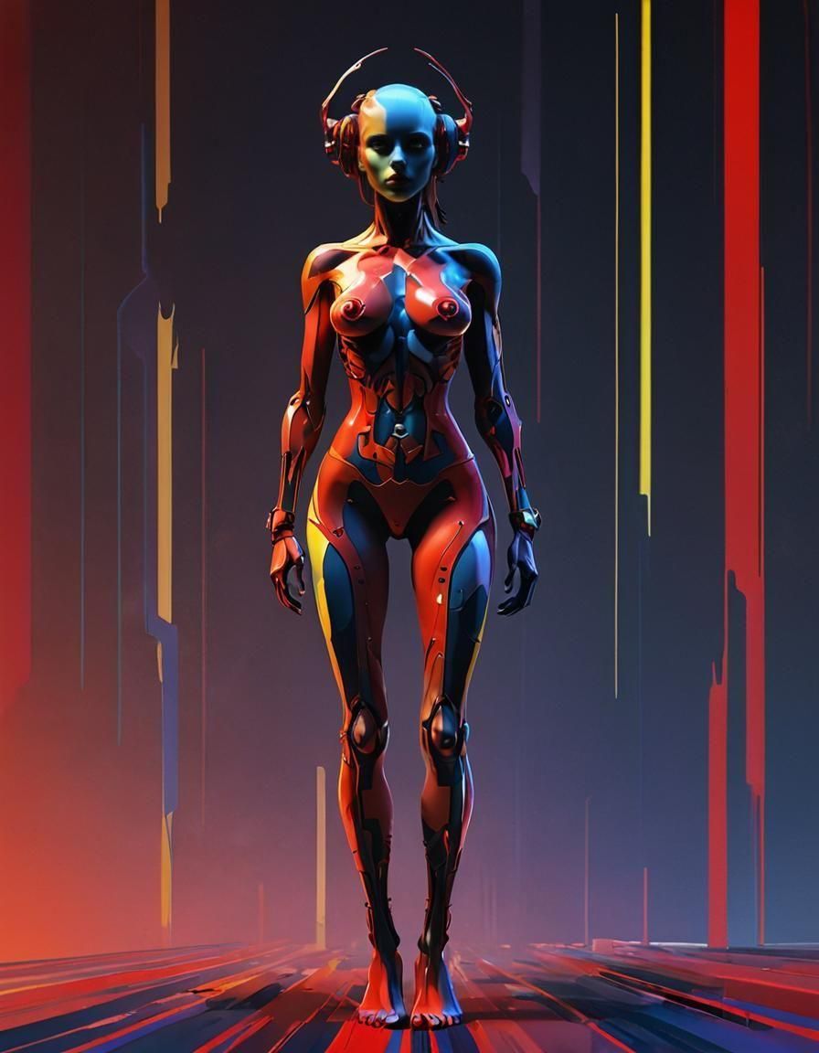 Abstract olpntng style artwork of a biopunk enigmatic full b...