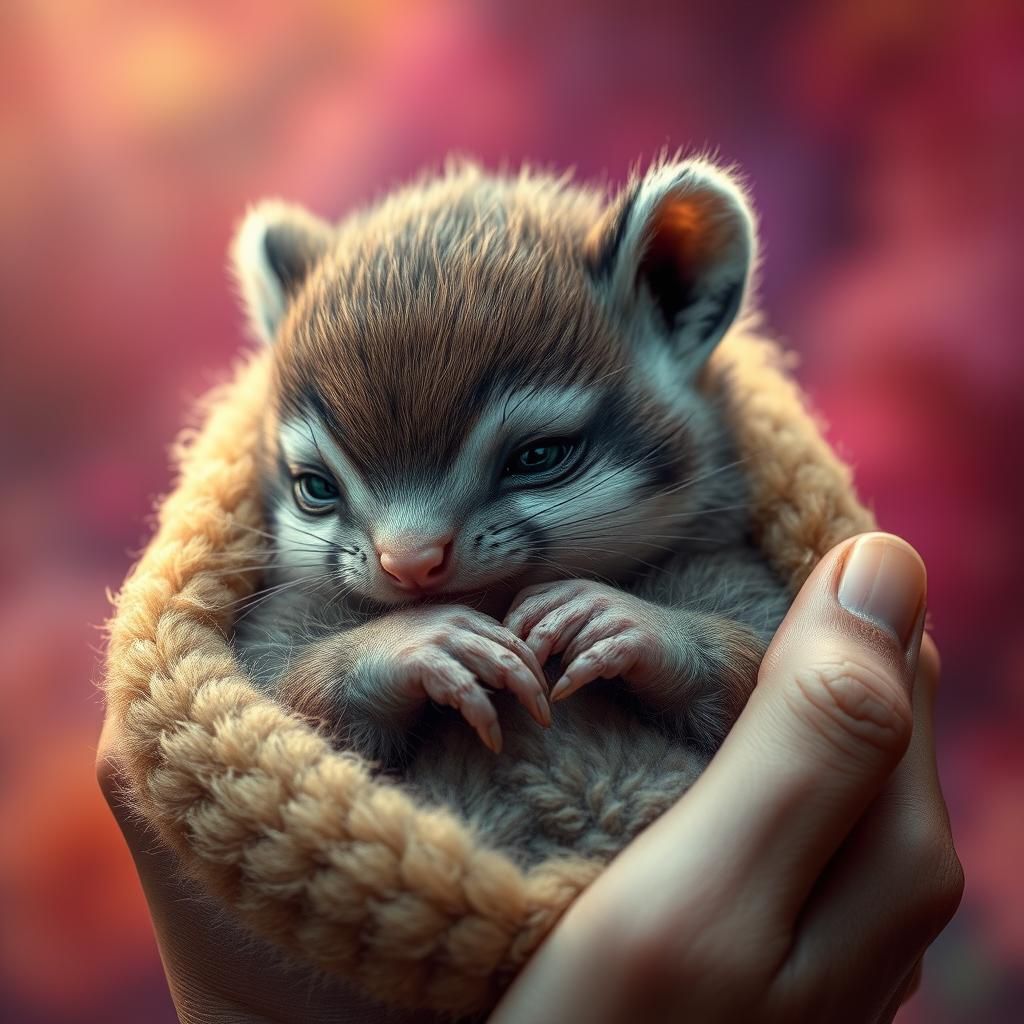 Cuddly Baby Animal in a Dreamlike Setting