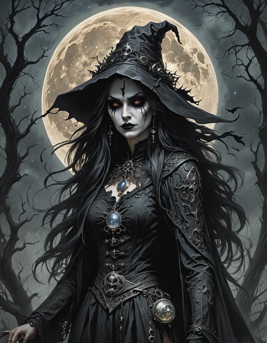Gothic Moon Witch: A Sinister Magical Vision