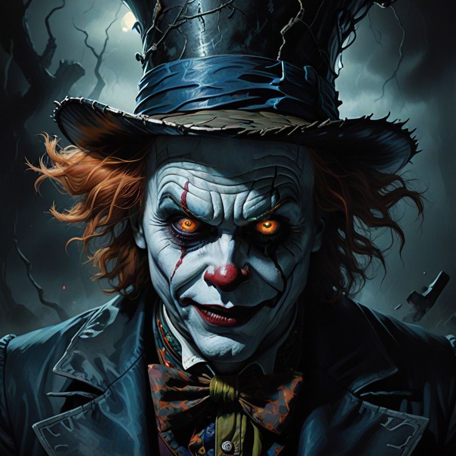 Dark Dual-Personality Portrait in Sinister Blue Tone