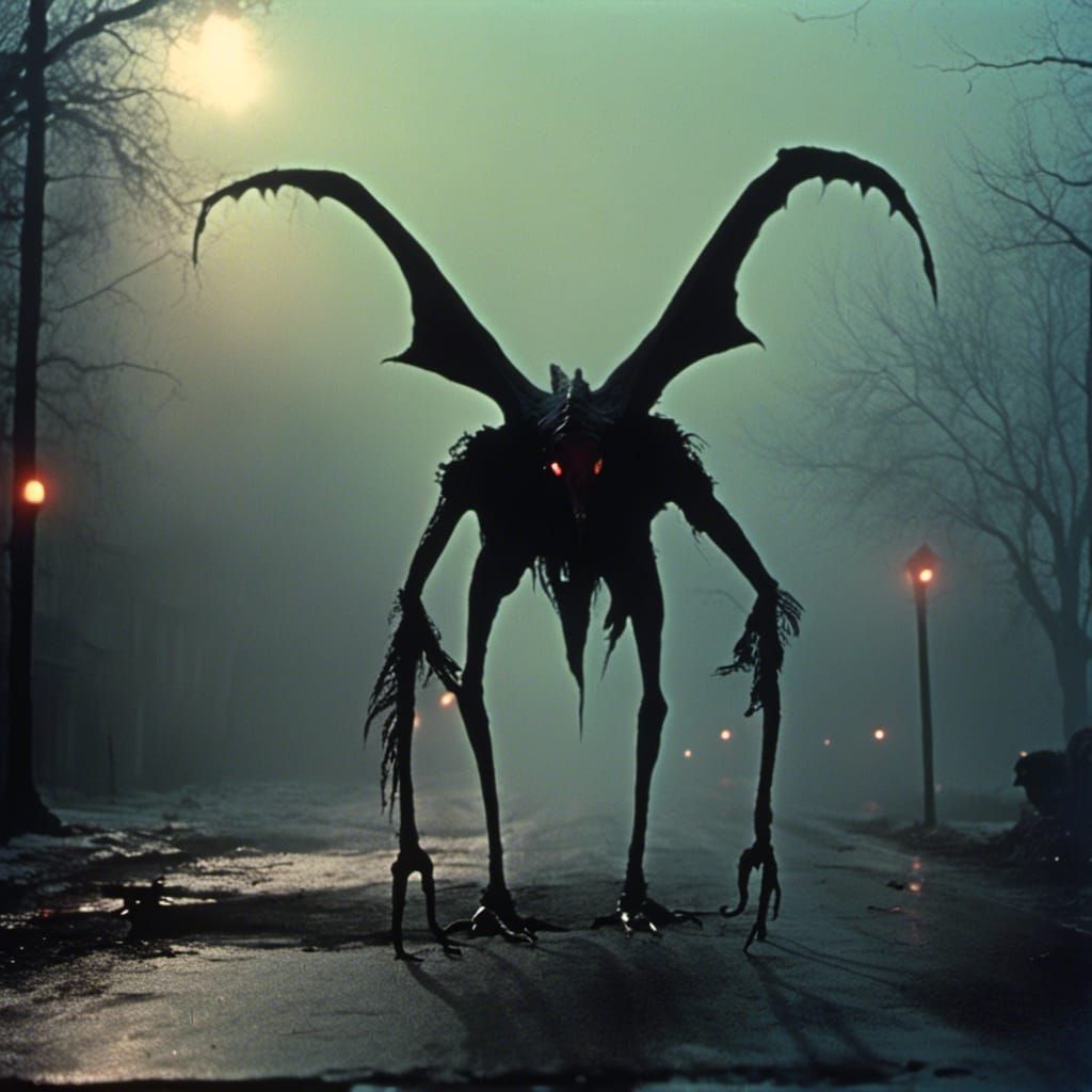 Eerie Alien Creature on Misty Street, Cinematic Film Still