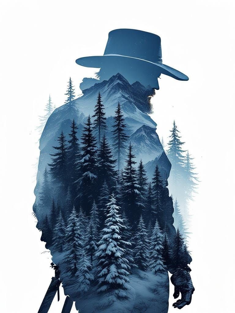 Arthur Morgan Double Exposure: Winter Frontier in Vibrant St...