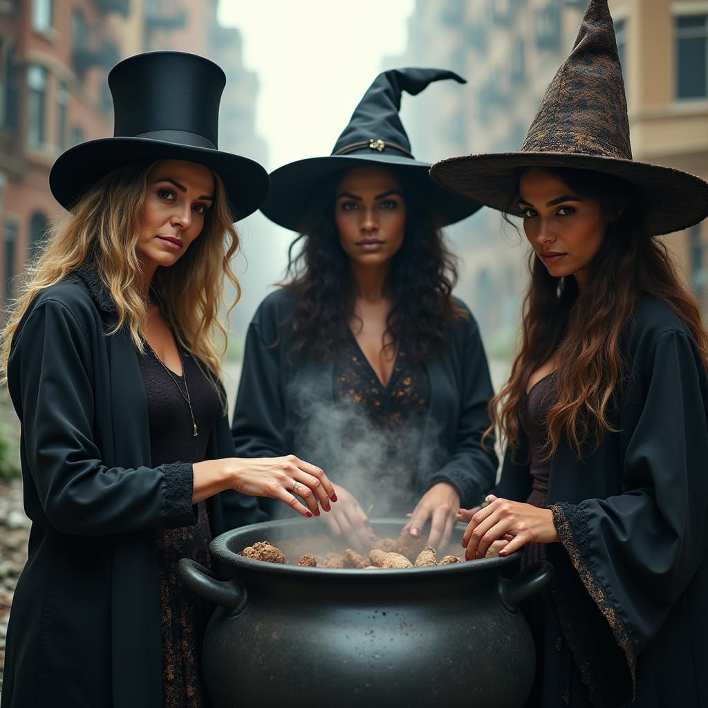 Contemporary Witches Brew in Urban Wasteland, Digital Art