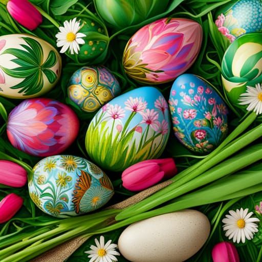Intricately Decorated Easter Eggs in Petrykivka Style