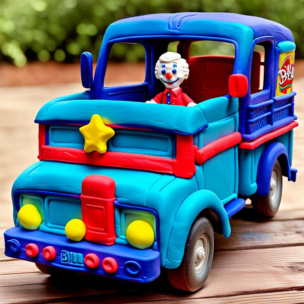 Mr. Bill Play-Doh Doll Rides in Toy Truck