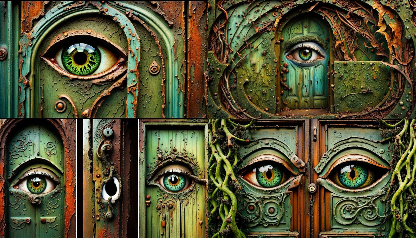 Surreal Hazel Eye with Doorways in Dali-esque Style