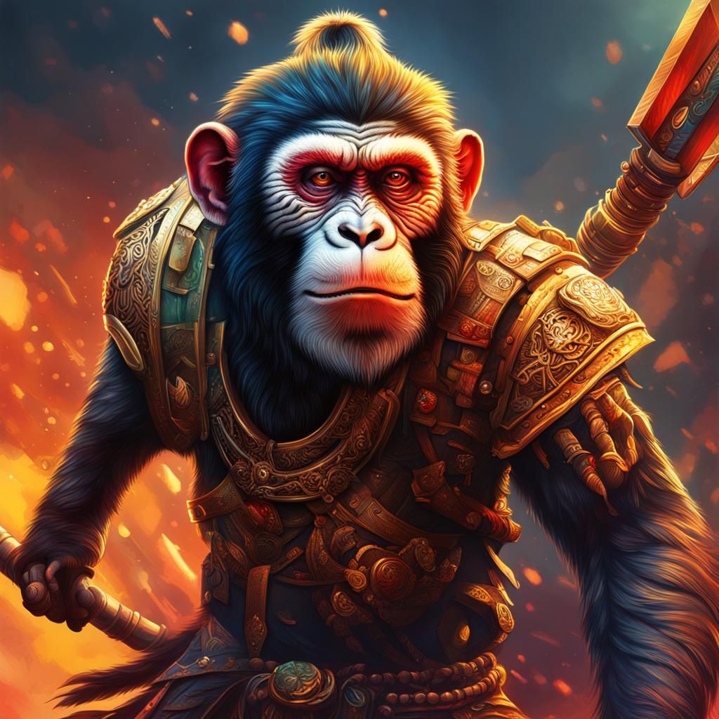 Hyperrealistic Monkey Warrior Concept Art