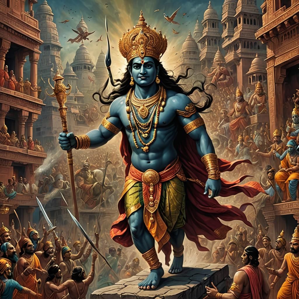 King Kamsa's Fear: Detailed Matte Painting in 8k