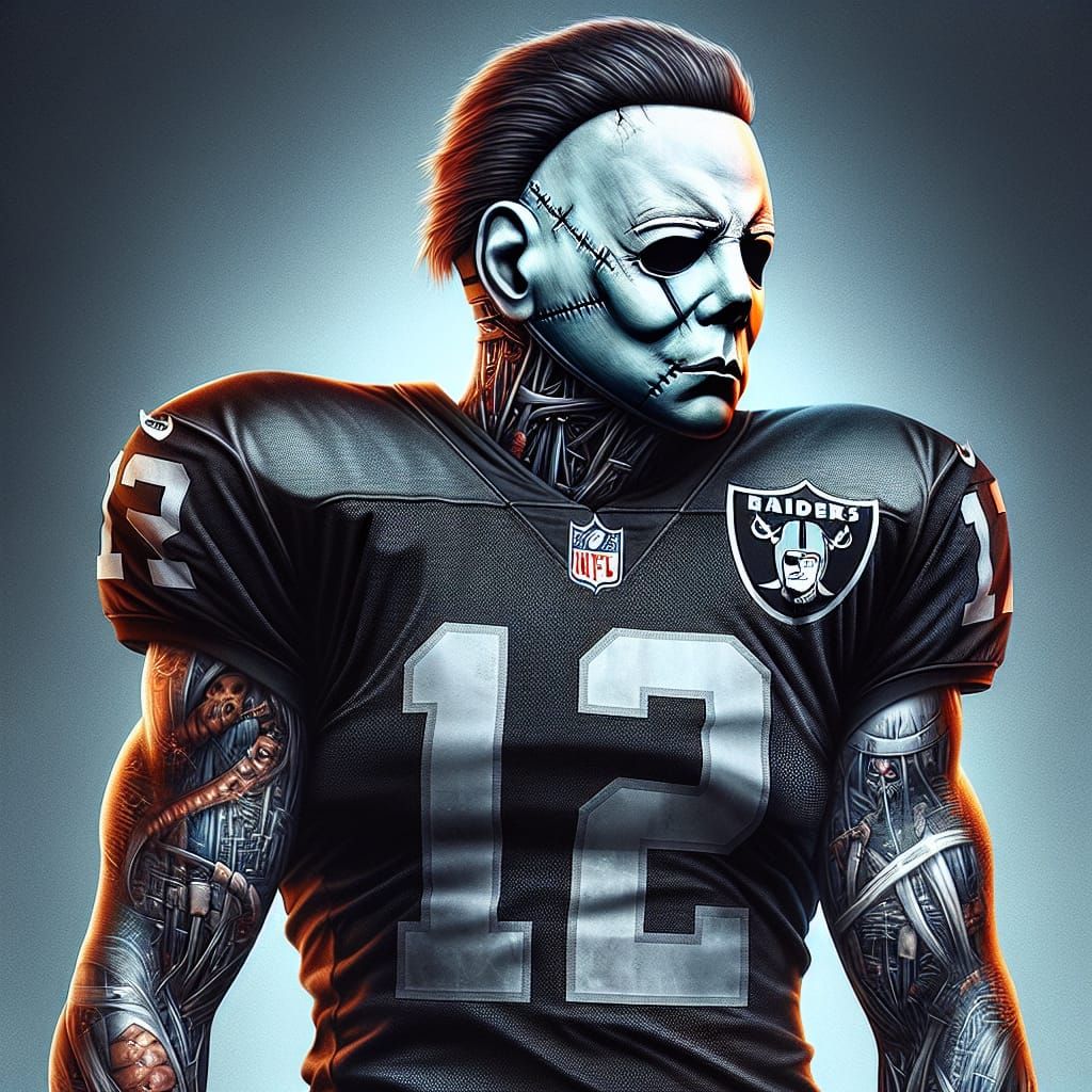 Raiders Player with Michael Myers Mask as Matte Painting
