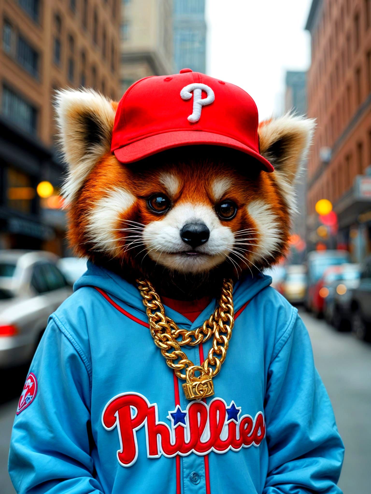 Philly Red Panda Dressed as Bryce Harper in Hip-Hop Style