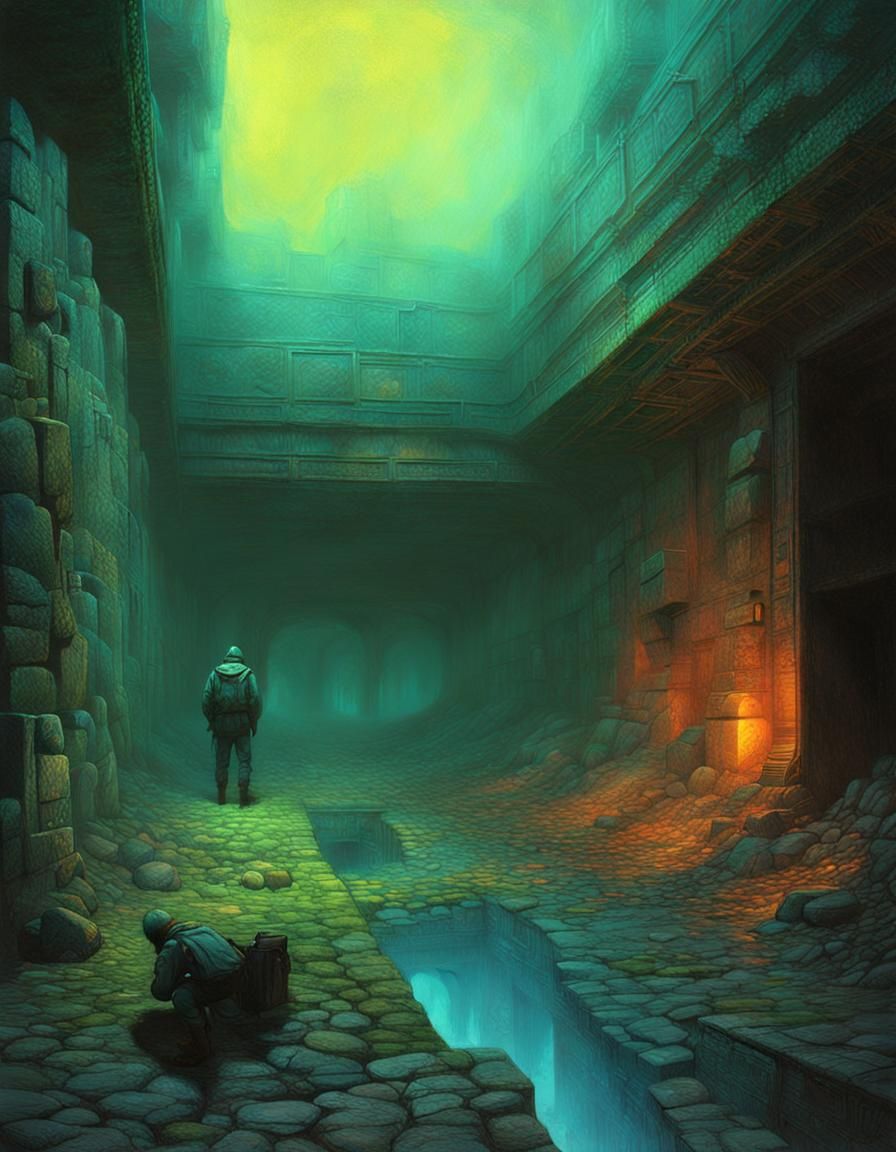 Eerie liminal space. Zdzisław Beksiński CryEngine photorealistic cool colors