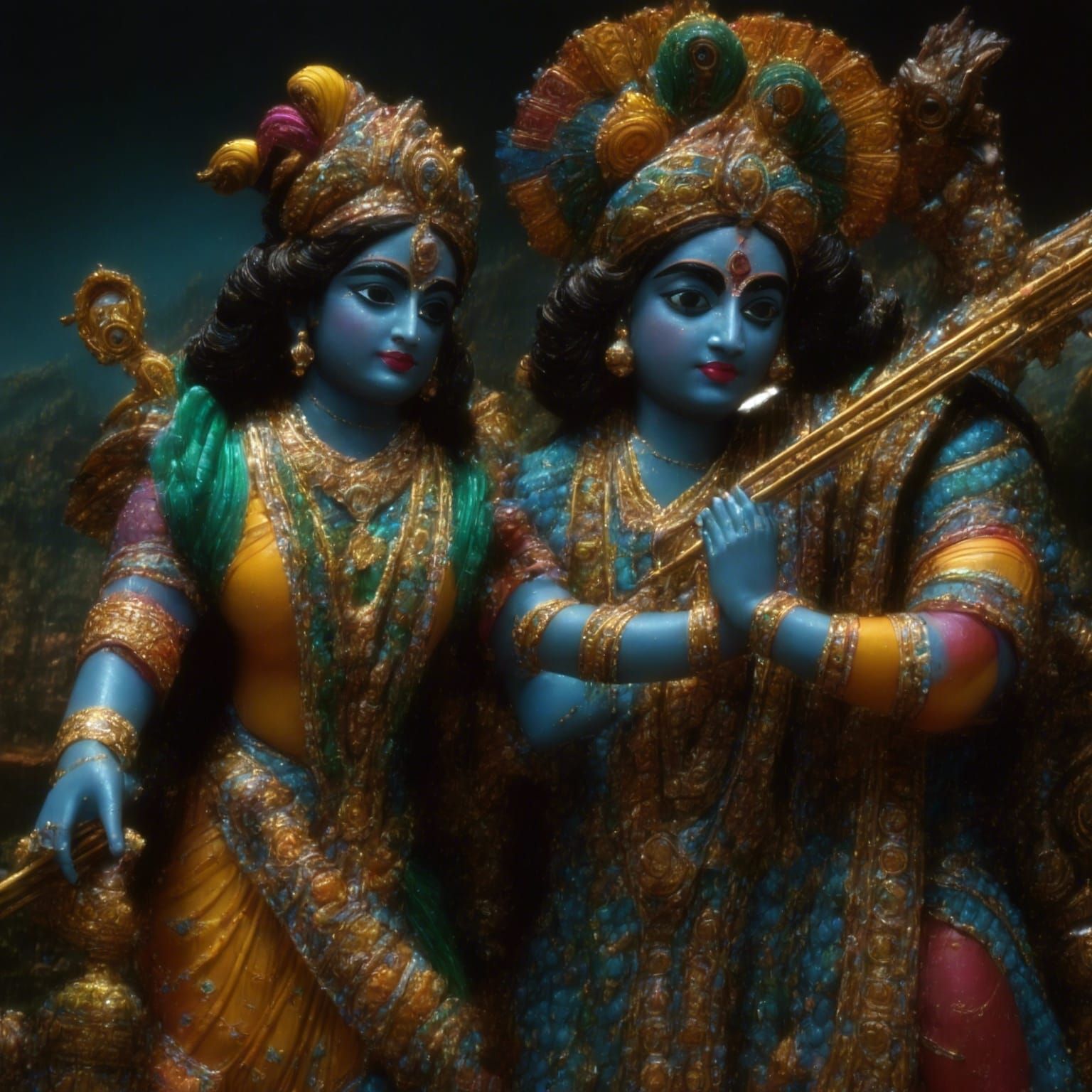 Hyperrealistic Lord Radha Krishna in Cinematic Lighting
