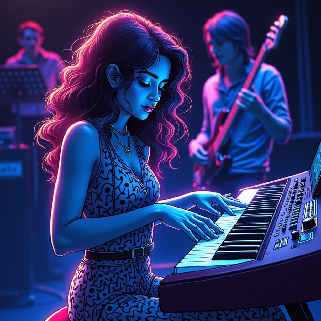 Electric Funk Frenzy in Retro-Futuristic Nightclub