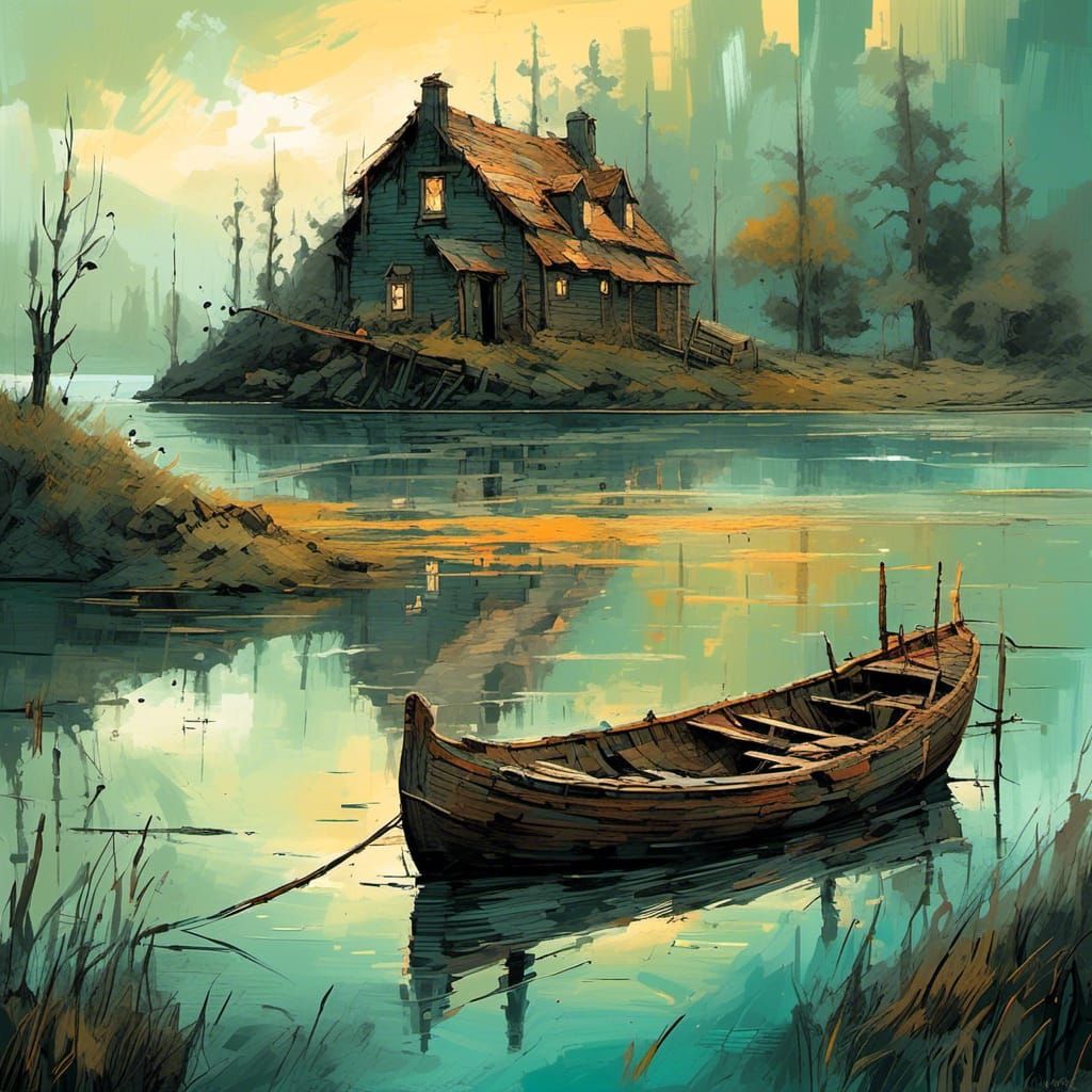 Loch Lomond Sunset: Digital Art in Storybook Style