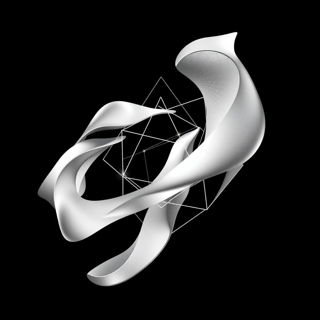 Surreal Abstract Geometry Unfolds in Silver