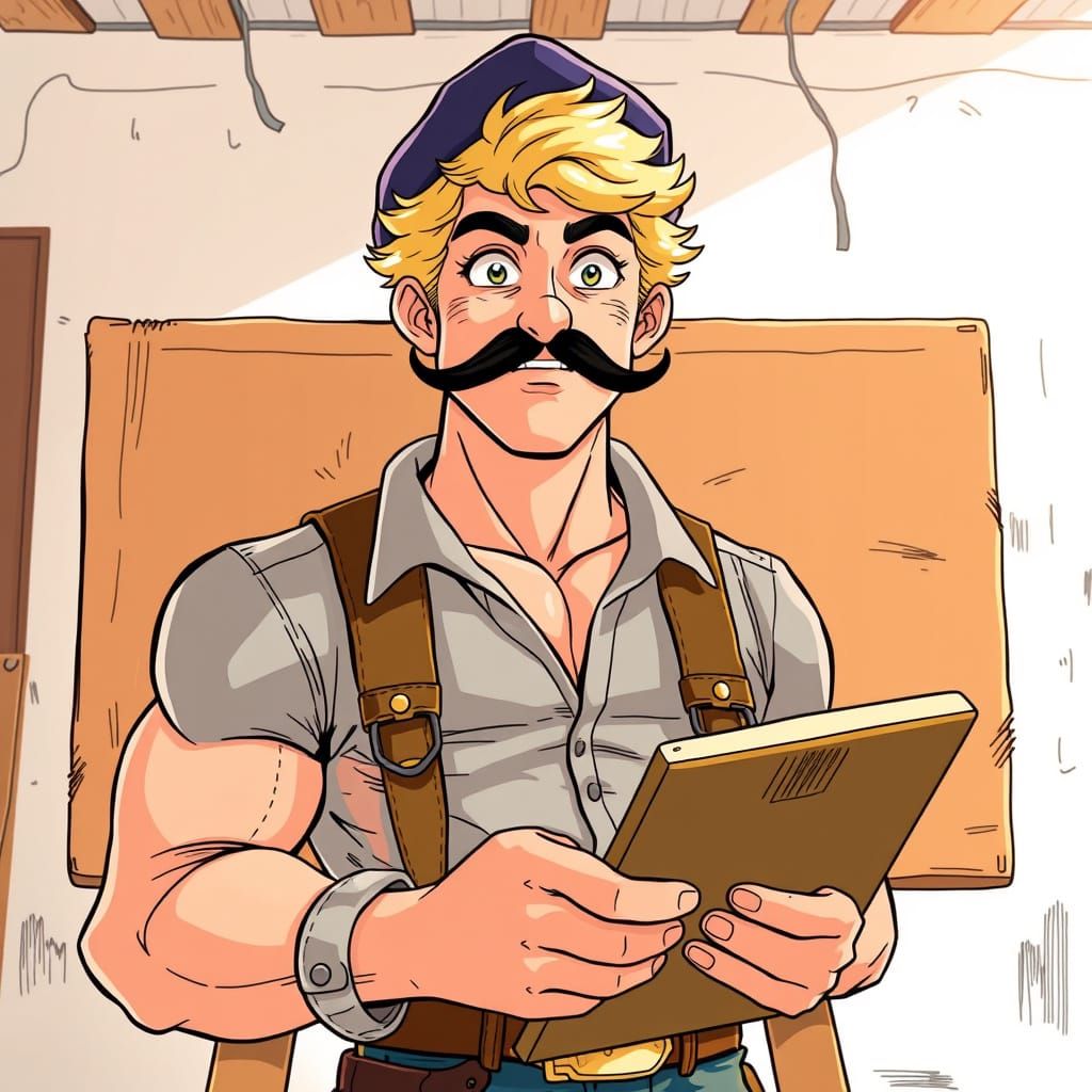 Manga Cowboy Artist in Sunlit Studio