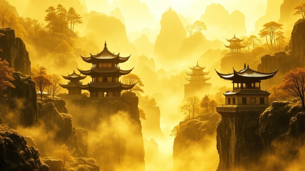 Chinese Temples in Yellow Mist Valley