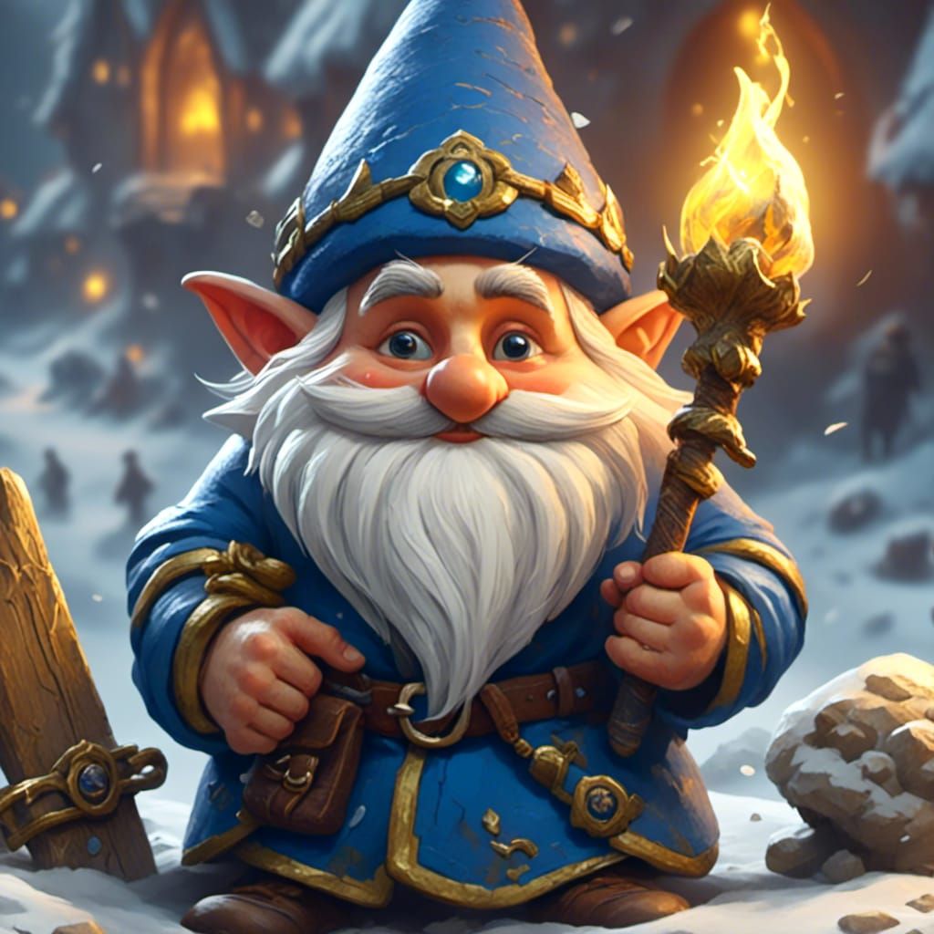 Gnome Portrait with Chalk and Cosmic Lightning Effects