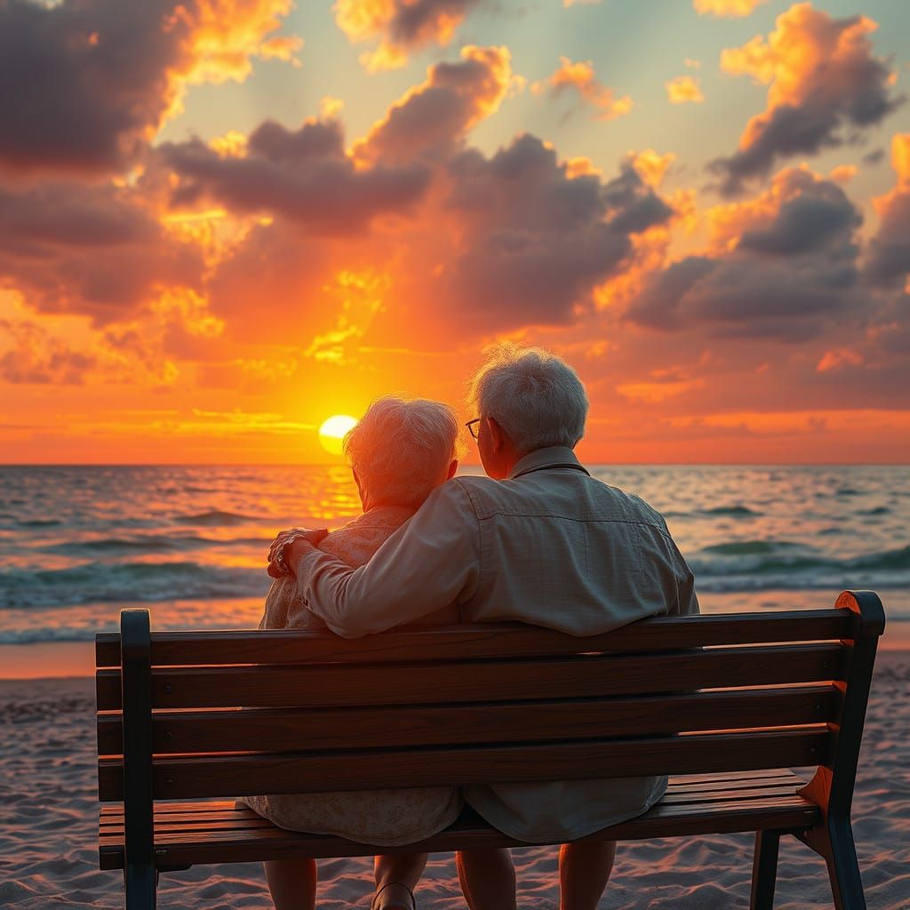 Trip to the sea after golden wedding. Love, devotion after a...